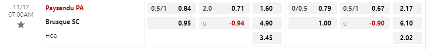 Tỷ lệ kèo Paysandu SC vs Brusque